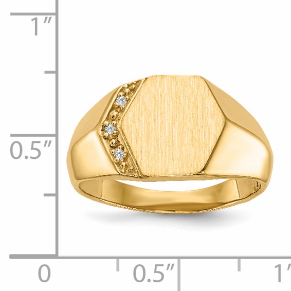 Gold Polished Diamond Signet Ring