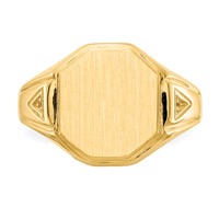 14K Yellow Gold Holds 2-1.0mm Diamonds 11.5x 12.5mm Octagon Open Back Mens Signet Ring Mounting view 4