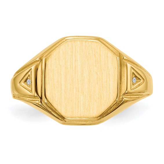 Gold Polished Diamond Signet Ring