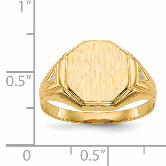 Gold Polished Diamond Signet Ring