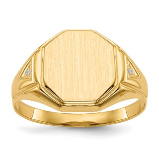 Gold Polished Diamond Signet Ring