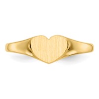 14K Yellow Gold 7.5x6.0mm Closed Back Heart Signet Ring view 4