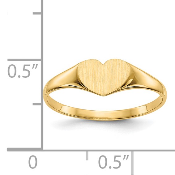 Gold Polished Heart Closed Back Signet Ring