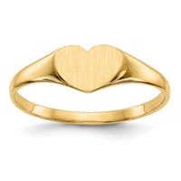 14K Yellow Gold 7.5x6.0mm Closed Back Heart Signet Ring view 1