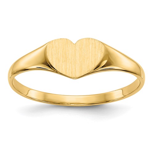 14K Yellow Gold 7.5x 6.0mm Closed Back Heart Signet Ring