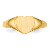 14K Yellow Gold 8.5x7.5mm Closed Back Heart Signet Ring view 4