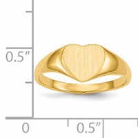 14K Yellow Gold 8.5x7.5mm Closed Back Heart Signet Ring view 5