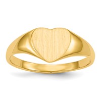 14K Yellow Gold 8.5x7.5mm Closed Back Heart Signet Ring view 1