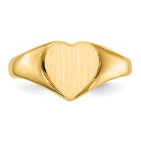 14K Yellow Gold 9.0x 9.0mm Closed Back Heart Signet Ring view 4