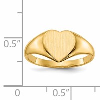 14K Yellow Gold 9.0x 9.0mm Closed Back Heart Signet Ring view 5