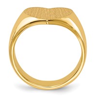 14K Yellow Gold 12.5x11.5mm Closed Back Heart Signet Ring view 2
