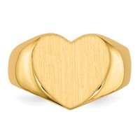 14K Yellow Gold 12.5x11.5mm Closed Back Heart Signet Ring view 4