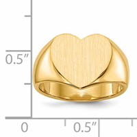 14K Yellow Gold 12.5x11.5mm Closed Back Heart Signet Ring view 5
