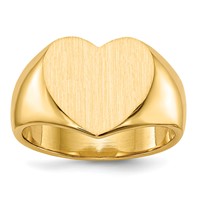 14K Yellow Gold 12.5x11.5mm Closed Back Heart Signet Ring view 1
