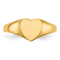 14K Yellow Gold 8.5x 7.5mm Open Back Heart Signet Ring view 4