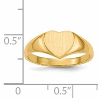 14K Yellow Gold 8.5x 7.5mm Open Back Heart Signet Ring view 5