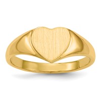 14K Yellow Gold 8.5x 7.5mm Open Back Heart Signet Ring view 1
