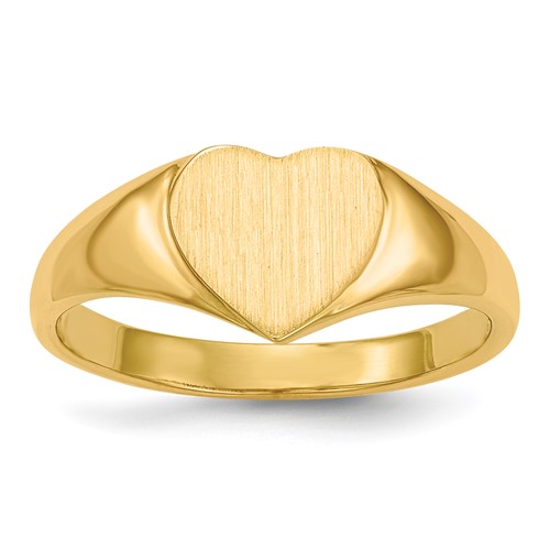 14K Yellow Gold 8.5x 7.5mm Open Back Heart Signet Ring