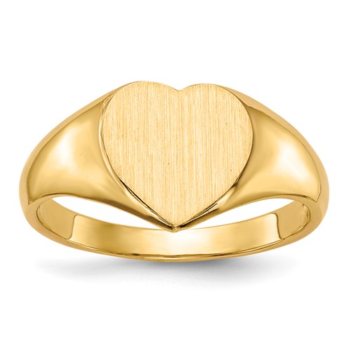 14K Yellow Gold 9.0x 9.0mm Open Back Heart Signet Ring