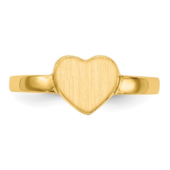 Gold Polished Heart Signet Ring