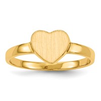 14K Yellow Gold 7.5x6.5mm Open Back Heart Signet Ring view 1