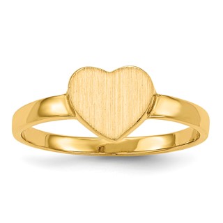 Gold Polished Heart Signet Ring