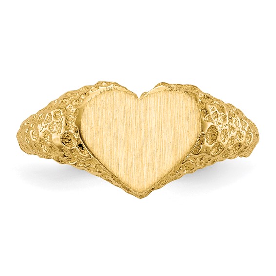 Gold Polished Heart Signet Ring