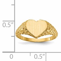 14K Yellow Gold 8.0x 7.5mm Open Back Heart Signet Ring view 5