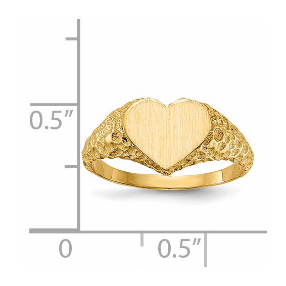Gold Polished Heart Signet Ring
