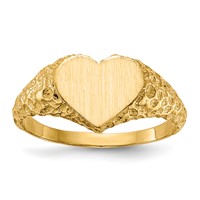 14K Yellow Gold 8.0x 7.5mm Open Back Heart Signet Ring view 1
