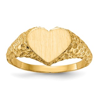 Gold Polished Heart Signet Ring