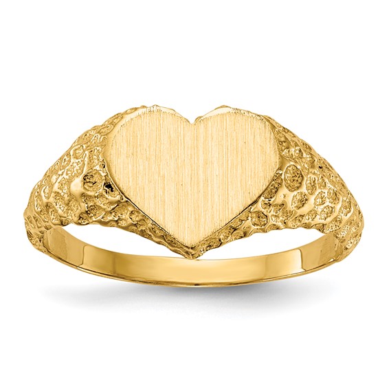 Gold Polished Heart Signet Ring