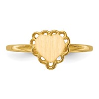 14K 6.5x6.0mm Open Back Scalloped Edge Heart Signet Ring view 4