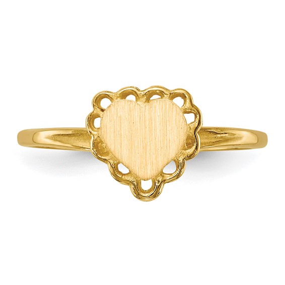 Gold Polished Heart Signet Ring