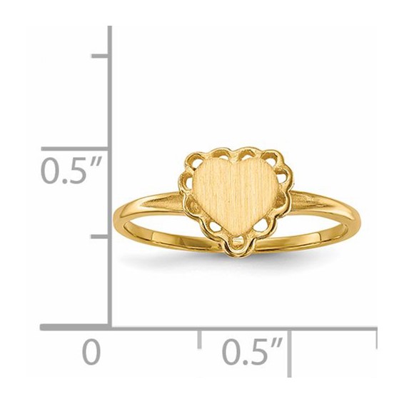 Gold Polished Heart Signet Ring