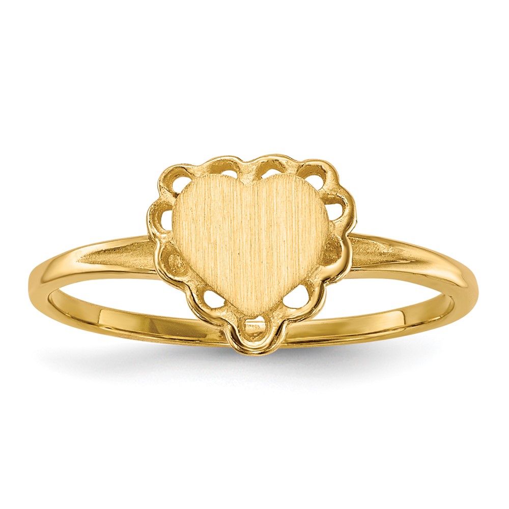 14k 6.0×6.5mm Open Back Heart Signet Ring