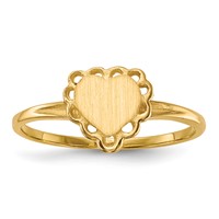 14K 6.5x6.0mm Open Back Scalloped Edge Heart Signet Ring view 1