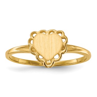 Gold Polished Heart Signet Ring