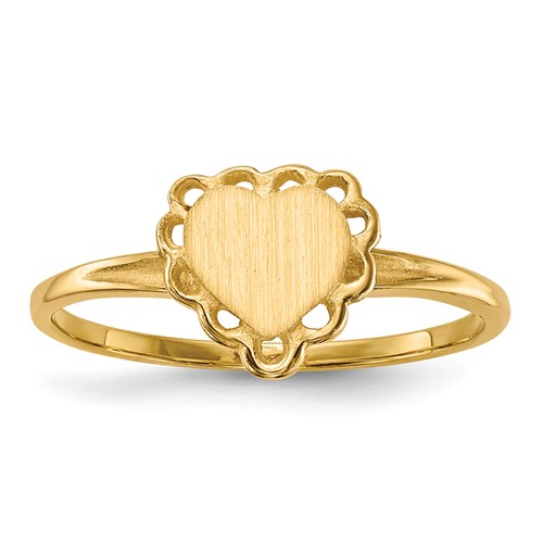 14k 6.5x6.0mm Open Back Heart Signet Ring