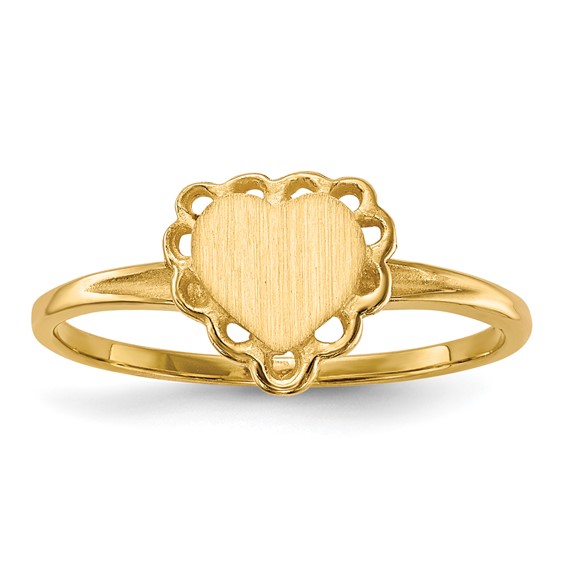 Gold Polished Heart Signet Ring