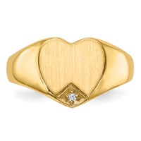 14K .005ct. Diamond 9.0x9.0mm Closed Back Heart Signet Ring view 4