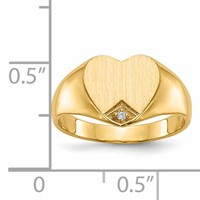 14K .005ct. Diamond 9.0x9.0mm Closed Back Heart Signet Ring view 5