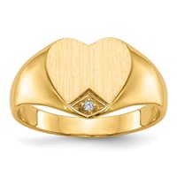 14K .005ct. Diamond 9.0x9.0mm Closed Back Heart Signet Ring view 1
