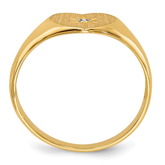 Gold Polished Heart and Diamond Signet Ring