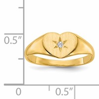 14K .01ct. Diamond 10.0x7.0mm Open Back Heart Signet Ring view 5