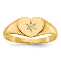 14K .01ct. Diamond 10.0x7.0mm Open Back Heart Signet Ring view 1
