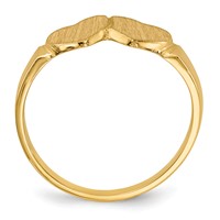 14K Yellow Gold 7.0x 7.0mm Closed Back Double Heart Signet Ring view 2