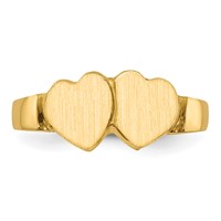 14K Yellow Gold 7.0x 7.0mm Closed Back Double Heart Signet Ring view 4
