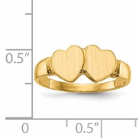 14K Yellow Gold 7.0x 7.0mm Closed Back Double Heart Signet Ring view 5