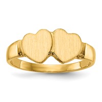 14K Yellow Gold 7.0x 7.0mm Closed Back Double Heart Signet Ring view 1